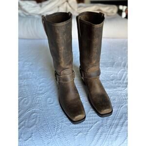 Frye Women's Size 8 1/2 Brown Leather Harness Biker Boots.